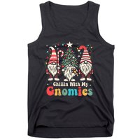 Groovy Chillin With My Gnomies Funny Christmas Family Gnomes Tank Top