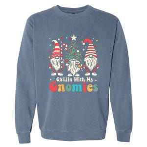 Groovy Chillin With My Gnomies Funny Christmas Family Gnomes Garment-Dyed Sweatshirt