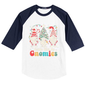 Groovy Chillin With My Gnomies Funny Christmas Family Gnomes Baseball Sleeve Shirt