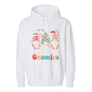 Groovy Chillin With My Gnomies Funny Christmas Family Gnomes Garment-Dyed Fleece Hoodie