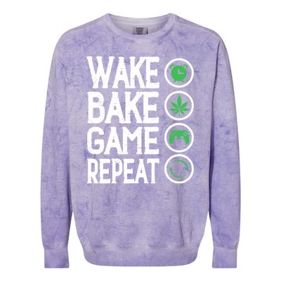 Game Controllers Wake Bake Game Repeat Gift Video Games Colorblast Crewneck Sweatshirt