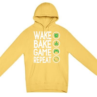 Game Controllers Wake Bake Game Repeat Gift Video Games Premium Pullover Hoodie