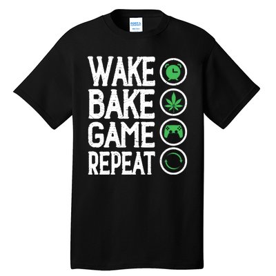 Game Controllers Wake Bake Game Repeat Gift Video Games Tall T-Shirt