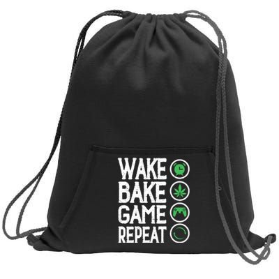 Game Controllers Wake Bake Game Repeat Gift Video Games Sweatshirt Cinch Pack Bag