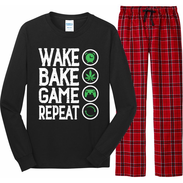 Game Controllers Wake Bake Game Repeat Gift Video Games Long Sleeve Pajama Set