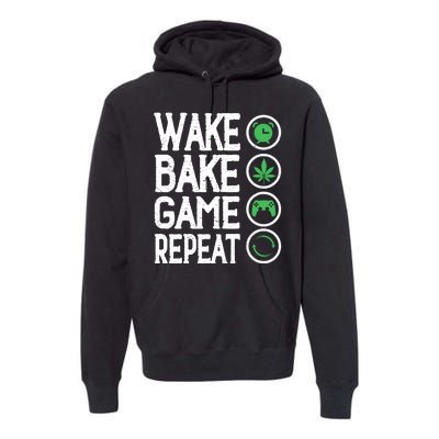 Game Controllers Wake Bake Game Repeat Gift Video Games Premium Hoodie