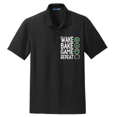 Game Controllers Wake Bake Game Repeat Gift Video Games Dry Zone Grid Polo