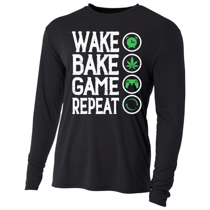 Game Controllers Wake Bake Game Repeat Gift Video Games Cooling Performance Long Sleeve Crew