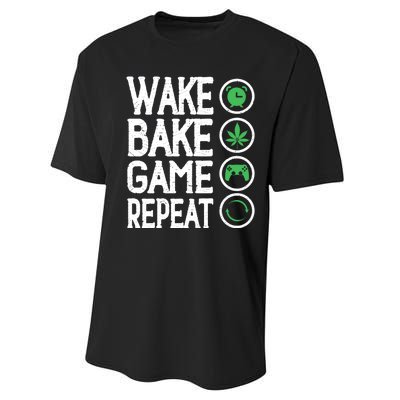 Game Controllers Wake Bake Game Repeat Gift Video Games Performance Sprint T-Shirt