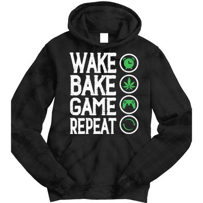 Game Controllers Wake Bake Game Repeat Gift Video Games Tie Dye Hoodie