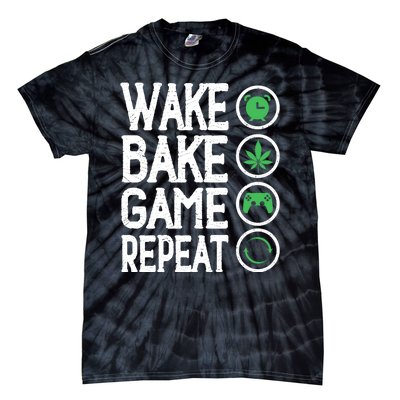 Game Controllers Wake Bake Game Repeat Gift Video Games Tie-Dye T-Shirt