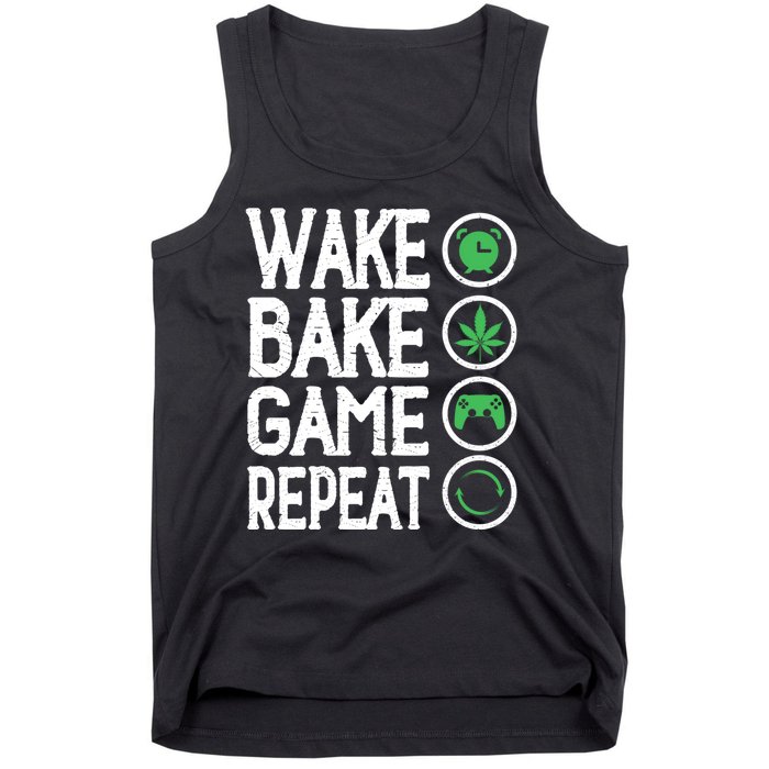 Game Controllers Wake Bake Game Repeat Gift Video Games Tank Top