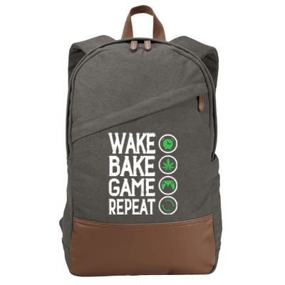 Game Controllers Wake Bake Game Repeat Gift Video Games Cotton Canvas Backpack