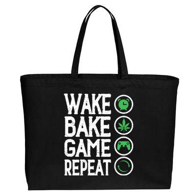 Game Controllers Wake Bake Game Repeat Gift Video Games Cotton Canvas Jumbo Tote