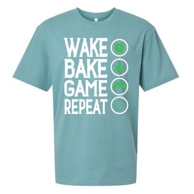 Game Controllers Wake Bake Game Repeat Gift Video Games Sueded Cloud Jersey T-Shirt