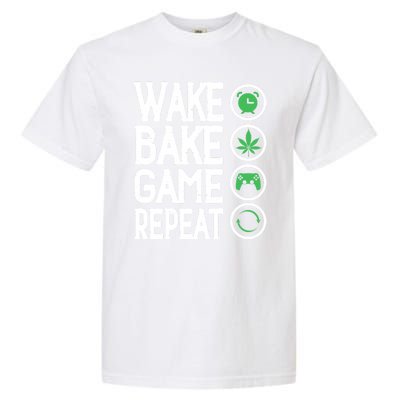 Game Controllers Wake Bake Game Repeat Gift Video Games Garment-Dyed Heavyweight T-Shirt