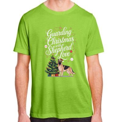 Guarding Christmas With German Shepherd Love Dog Mom Adult ChromaSoft Performance T-Shirt