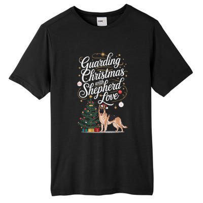 Guarding Christmas With German Shepherd Love Dog Mom Tall Fusion ChromaSoft Performance T-Shirt