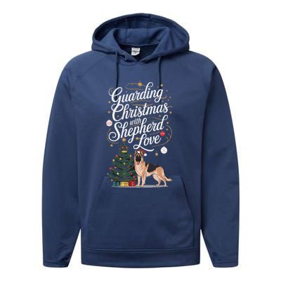 Guarding Christmas With German Shepherd Love Dog Mom Performance Fleece Hoodie