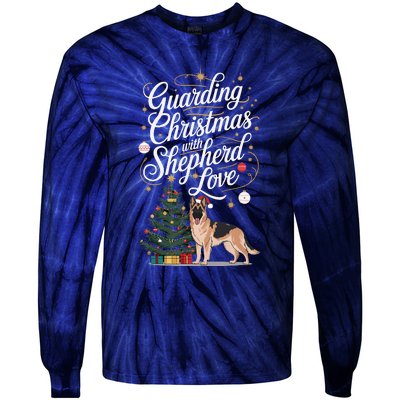 Guarding Christmas With German Shepherd Love Dog Mom Tie-Dye Long Sleeve Shirt