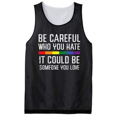 Gay Careful Who You Hate Rainbow Pride Flag Lgbtq Mesh Reversible Basketball Jersey Tank