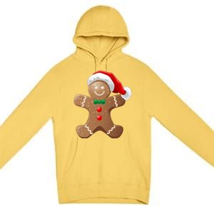 Gingerbread Cookie With Santa Claus Hat Christmas Gift Premium Pullover Hoodie