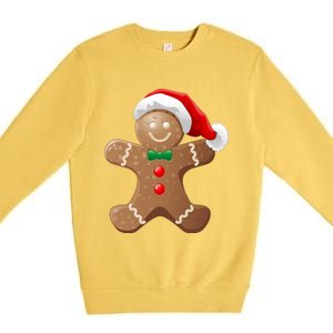 Gingerbread Cookie With Santa Claus Hat Christmas Gift Premium Crewneck Sweatshirt