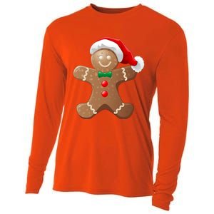 Gingerbread Cookie With Santa Claus Hat Christmas Gift Cooling Performance Long Sleeve Crew