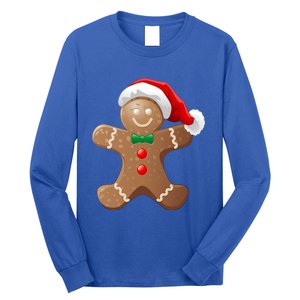 Gingerbread Cookie With Santa Claus Hat Christmas Gift Long Sleeve Shirt