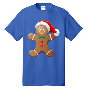 Gingerbread Cookie With Santa Claus Hat Christmas Gift Tall T-Shirt