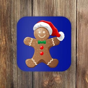 Gingerbread Cookie With Santa Claus Hat Christmas Gift Coaster