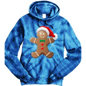 Gingerbread Cookie With Santa Claus Hat Christmas Gift Tie Dye Hoodie