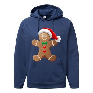 Gingerbread Cookie With Santa Claus Hat Christmas Gift Performance Fleece Hoodie