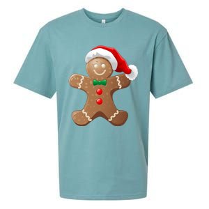 Gingerbread Cookie With Santa Claus Hat Christmas Gift Sueded Cloud Jersey T-Shirt