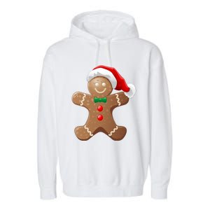 Gingerbread Cookie With Santa Claus Hat Christmas Gift Garment-Dyed Fleece Hoodie