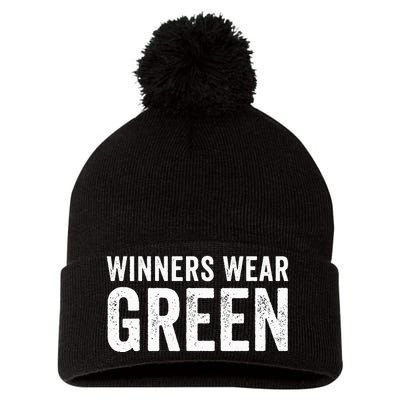 Green Color War Camp Team Game Competition Winners Pom Pom 12in Knit Beanie