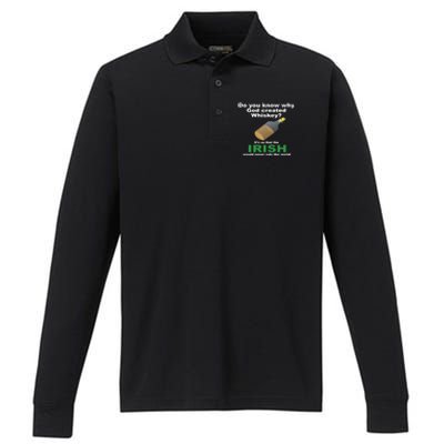 God Created Whiskey So That The Irish Would Never Rule World Great Gift Performance Long Sleeve Polo