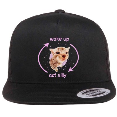 Girl Cats Wake Up Act Silly Cat Meme Certified Freak Flatbill Hat