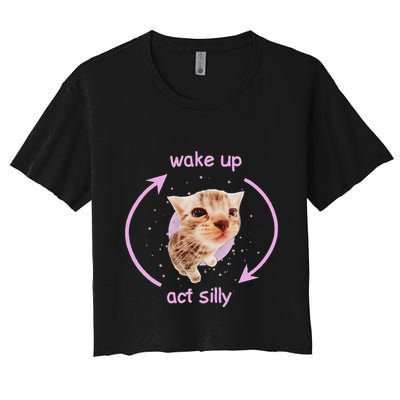 Girl Cats Wake Up Act Silly Cat Meme Certified Freak Crop Top