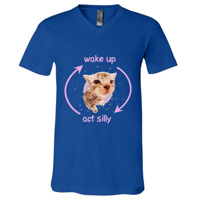 Girl Cats Wake Up Act Silly Cat Meme Certified Freak V-Neck T-Shirt