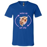 Girl Cats Wake Up Act Silly Cat Meme Certified Freak V-Neck T-Shirt