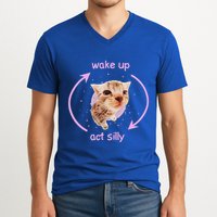 Girl Cats Wake Up Act Silly Cat Meme Certified Freak V-Neck T-Shirt
