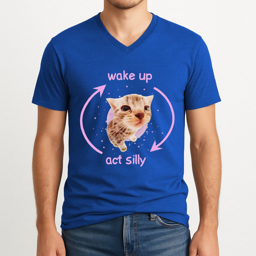 Girl Cats Wake Up Act Silly Cat Meme Certified Freak V-Neck T-Shirt