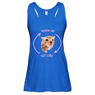 Girl Cats Wake Up Act Silly Cat Meme Certified Freak Ladies Essential Flowy Tank
