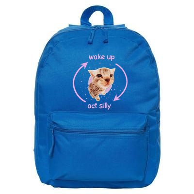 Girl Cats Wake Up Act Silly Cat Meme Certified Freak 16 in Basic Backpack