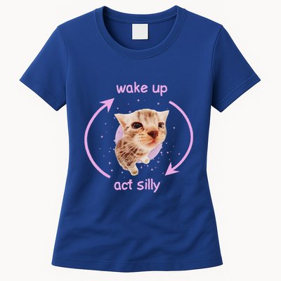 Girl Cats Wake Up Act Silly Cat Meme Certified Freak Womens T-Shirt