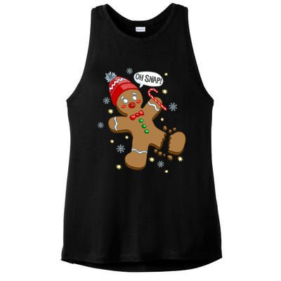 Gingerbread Cookie Xmas Oh Snap Funny Cute Christmas Gift Ladies PosiCharge Tri-Blend Wicking Tank