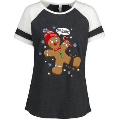 Gingerbread Cookie Xmas Oh Snap Funny Cute Christmas Gift Enza Ladies Jersey Colorblock Tee