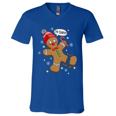 Gingerbread Cookie Xmas Oh Snap Funny Cute Christmas Gift V-Neck T-Shirt