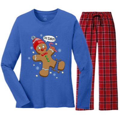 Gingerbread Cookie Xmas Oh Snap Funny Cute Christmas Gift Women's Long Sleeve Flannel Pajama Set 